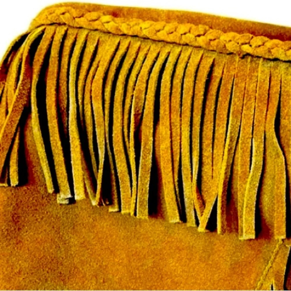 Sam Edelman Utah Tan Suede Fringe Moccasin Boots 6.5